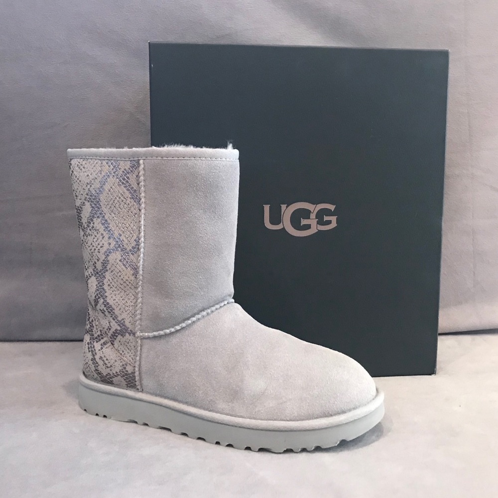 UGG Classic Metallic Snake Silver Boots